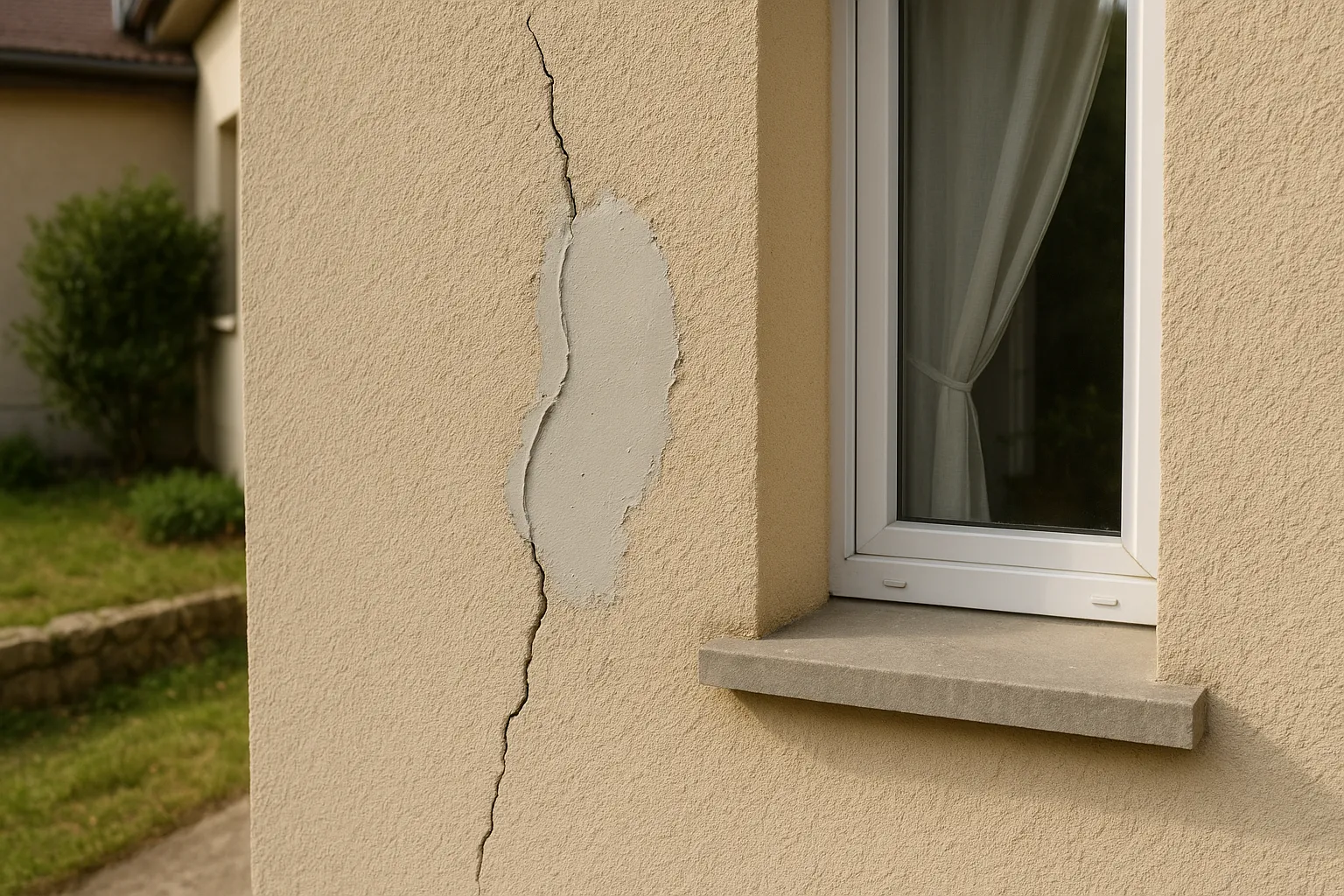 Reparation d une fissure avec enduit frais
