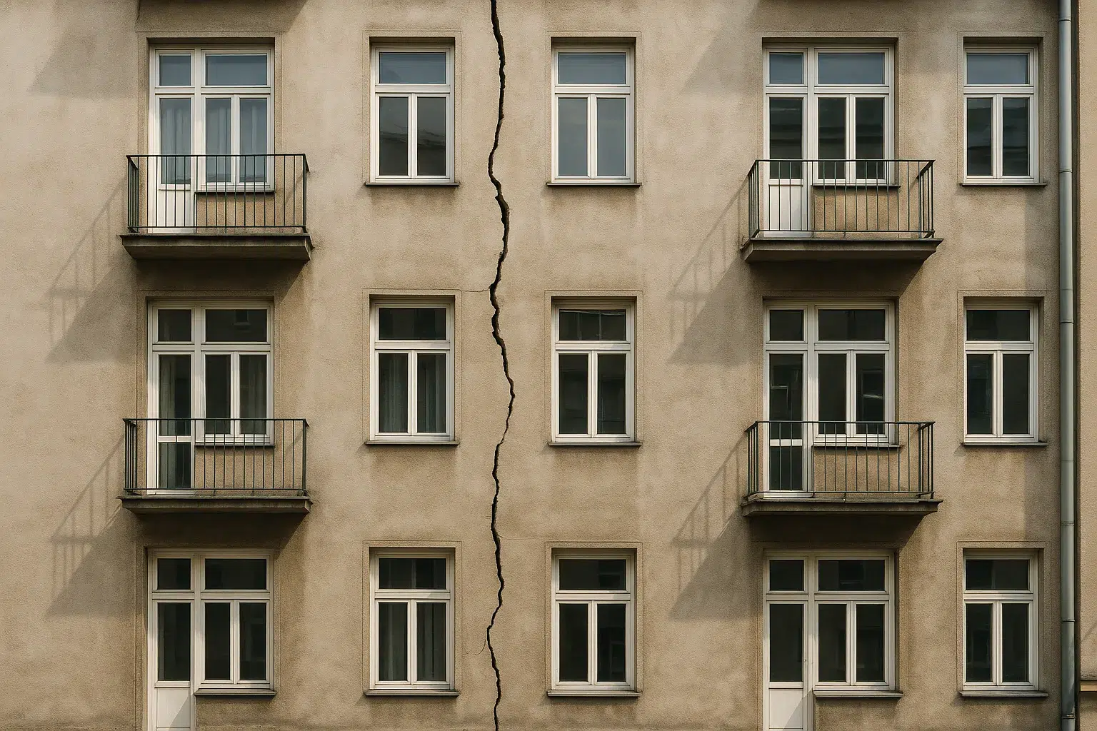 Fissure sur la facade d un immeuble en copropriete