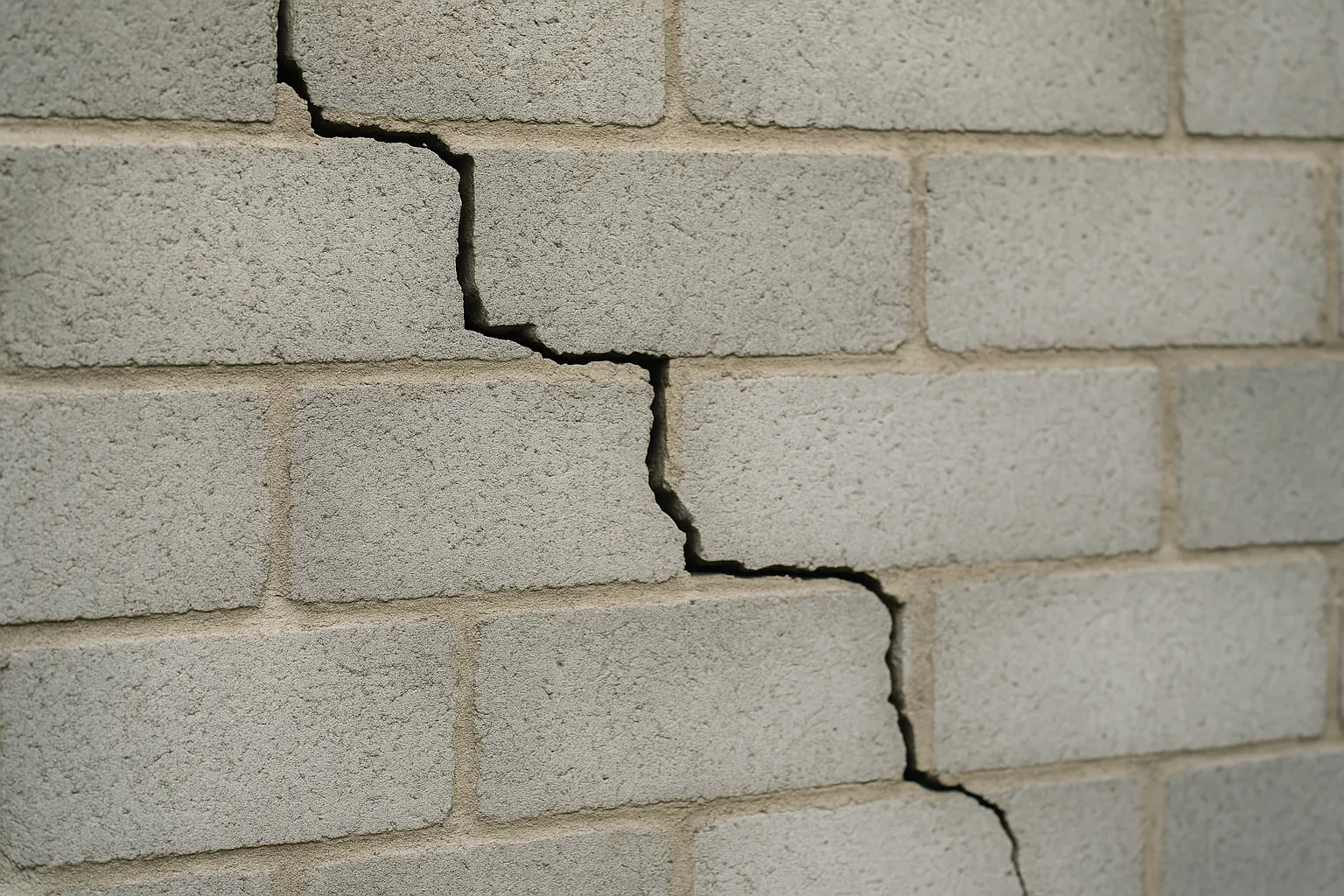 Fissure en escalier le long des joints d un mur en parpaing
