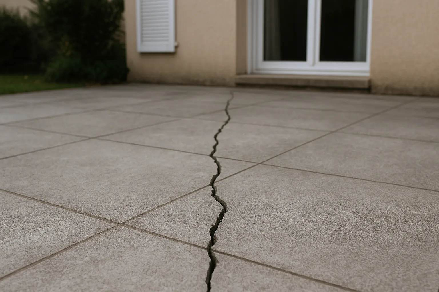 Fissure sur un dallage beton exterieur