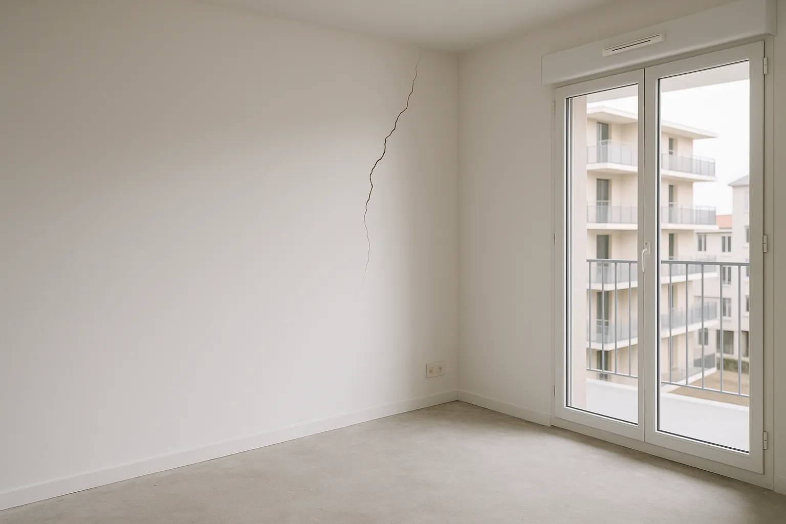 Fissure sur un mur interieur d un appartement neuf