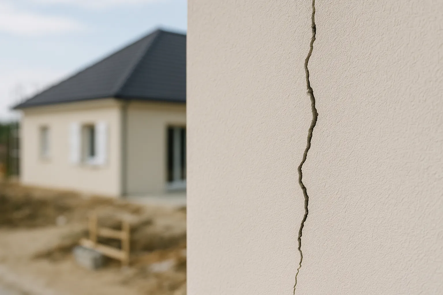 Fissure revelant une malfacon sur une maison recente