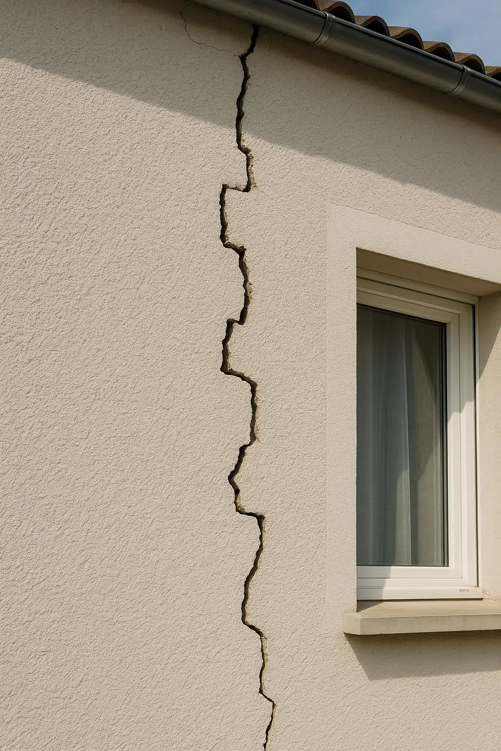 Fissure en escalier sur une facade due au retrait-gonflement des argiles