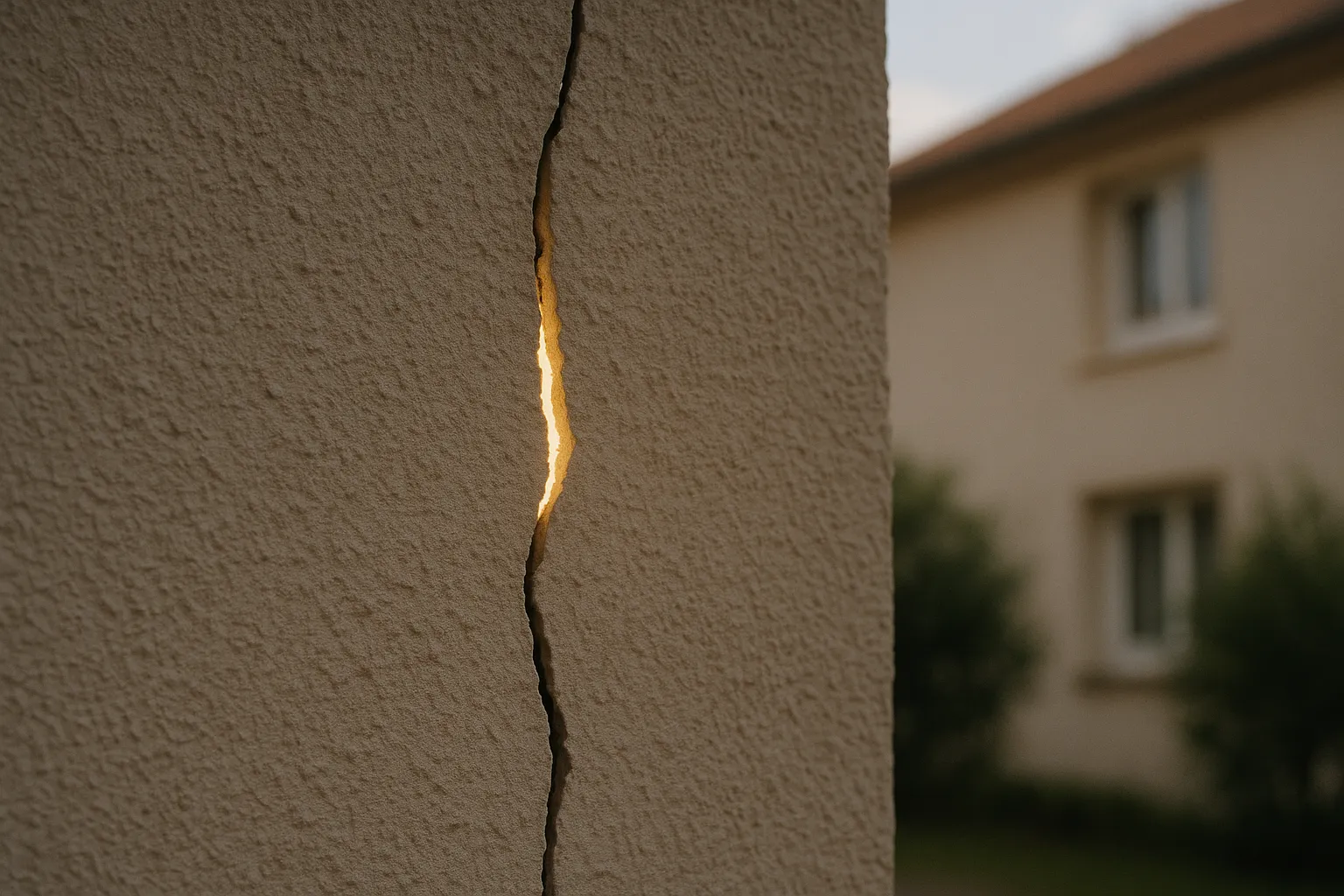 Fissure traversante laissant passer la lumiere