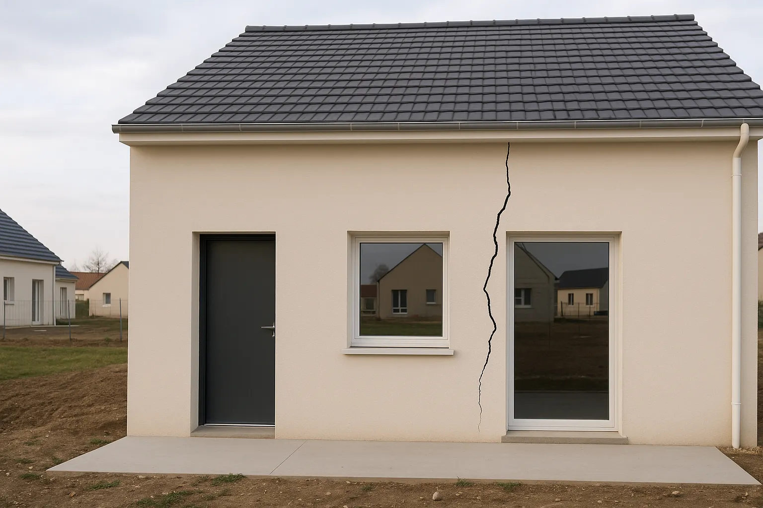 Fissure sur un mur porteur de maison neuve