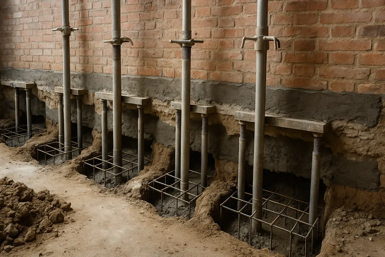Chantier de renforcement structurel et reprise en sous-oeuvre