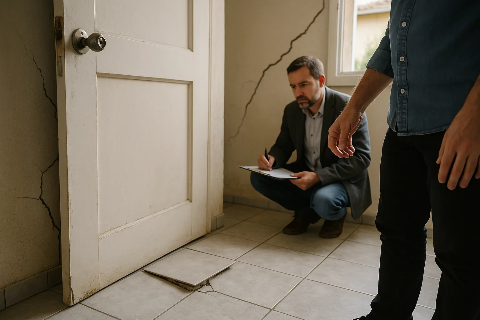 Portes qui coincent, carrelage qui se soulève : les symptômes associés au tassement